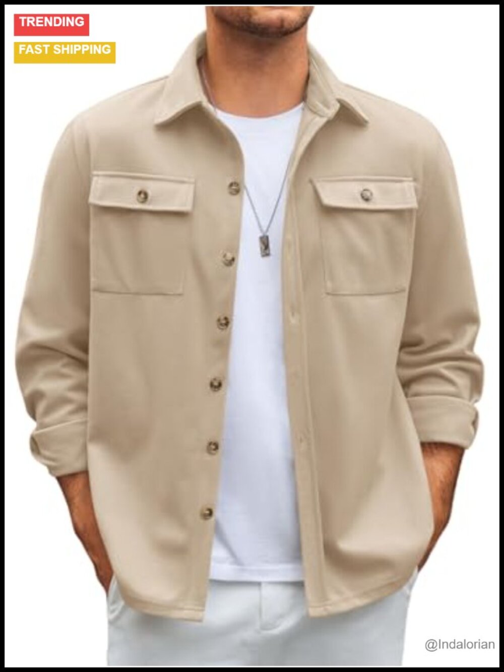 Mens Shirt Jacket Button Down Shacket Cotton Lightweight Casual Fall Winter